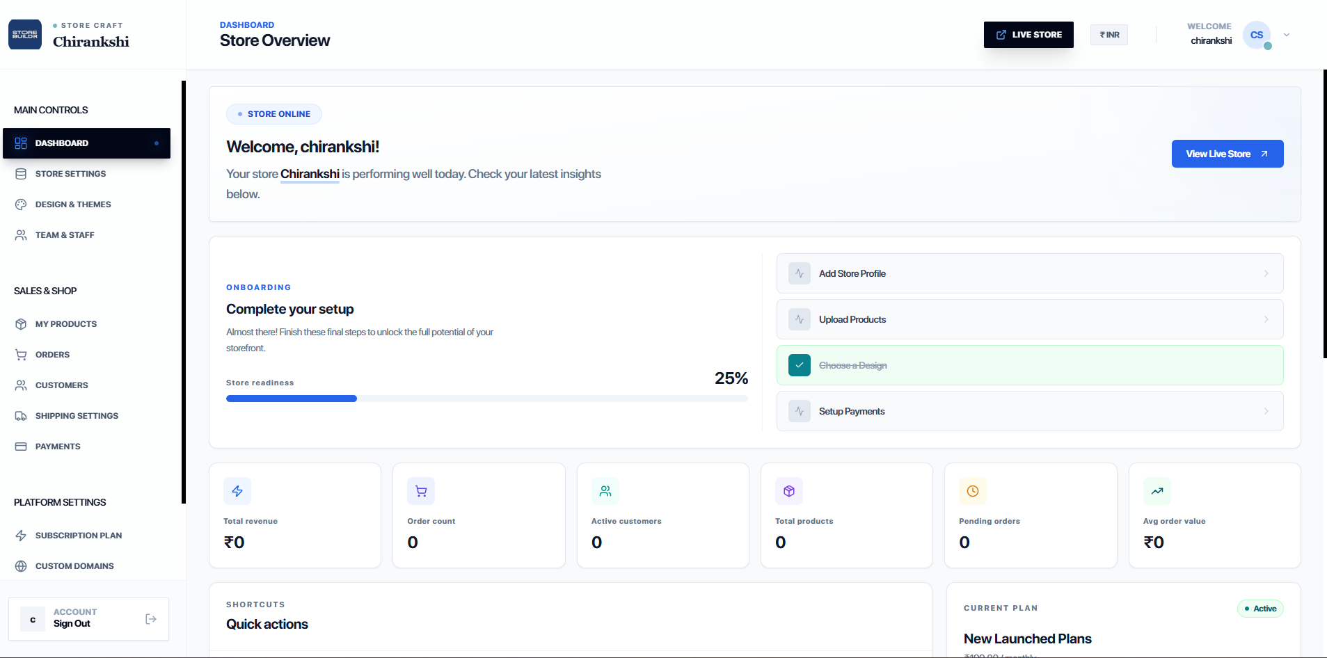 Merchant dashboard — Store Overview
